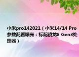 小米pro142021（小米14/14 Pro參數(shù)配置曝光：標(biāo)配驍龍8 Gen3處理器）
