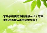 蘋果手機突然不能連接wifi（蘋果手機中連接wifi的簡單步驟）