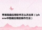 蘋果隱藏應(yīng)用軟件怎么弄出來（iphone中隱藏應(yīng)用的操作方法）