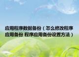 應(yīng)用程序數(shù)據(jù)備份（怎么修改程序應(yīng)用備份 程序應(yīng)用備份設(shè)置方法）