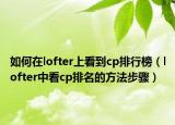 如何在lofter上看到cp排行榜（lofter中看cp排名的方法步驟）