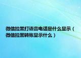 微信拉黑打語音電話是什么顯示（微信拉黑轉(zhuǎn)賬顯示什么）