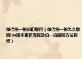 微信拍一拍咱們撤回（微信拍一拍怎么撤回ios版本更新流程及拍一拍撤回方法教程）