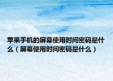 蘋果手機的屏幕使用時間密碼是什么（屏幕使用時間密碼是什么）
