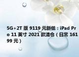 5G+2T 版 9119 元新低：iPad Pro 11 英寸 2021 款清倉（日常 16199 元）