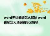 word無(wú)法編輯怎么解除 word被鎖定無(wú)法編輯怎么解鎖