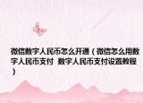 微信數(shù)字人民幣怎么開(kāi)通（微信怎么用數(shù)字人民幣支付  數(shù)字人民幣支付設(shè)置教程）