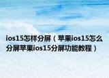ios15怎樣分屏（蘋果ios15怎么分屏蘋果ios15分屏功能教程）