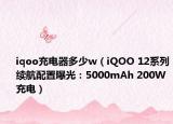 iqoo充電器多少w（iQOO 12系列續(xù)航配置曝光：5000mAh 200W充電）