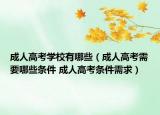 成人高考學(xué)校有哪些（成人高考需要哪些條件 成人高考條件需求）