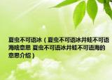夏蟲不可語冰（夏蟲不可語冰井蛙不可語海啥意思 夏蟲不可語冰井蛙不可語海的意思介紹）