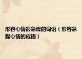 形容心情很急躁的詞語（形容急躁心情的成語）