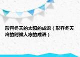 形容冬天的太陽的成語（形容冬天冷的時候人凍的成語）