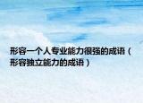 形容一個(gè)人專業(yè)能力很強(qiáng)的成語（形容獨(dú)立能力的成語）
