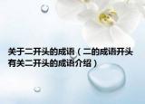 關于二開頭的成語（二的成語開頭 有關二開頭的成語介紹）
