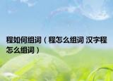 程如何組詞（程怎么組詞 漢字程怎么組詞）
