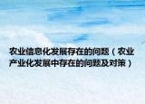 農(nóng)業(yè)信息化發(fā)展存在的問(wèn)題（農(nóng)業(yè)產(chǎn)業(yè)化發(fā)展中存在的問(wèn)題及對(duì)策）