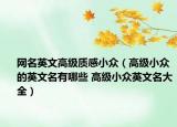 網(wǎng)名英文高級質(zhì)感小眾（高級小眾的英文名有哪些 高級小眾英文名大全）