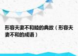 形容夫妻不和睦的典故（形容夫妻不和的成語）