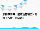 形容做事專一的成語有哪些（形容工作專一的成語）