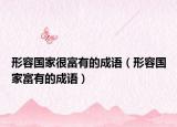 形容國家很富有的成語（形容國家富有的成語）