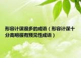 形容計謀很多的成語（形容計謀十分高明很有預(yù)見性成語）