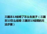 三國(guó)志13結(jié)婚了怎么生孩子（三國(guó)志13怎么結(jié)婚 三國(guó)志13結(jié)婚的方法步驟）