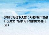 夢到七月份下大雪（7月夢見下雪是什么意思 7月夢見下雪的意思是什么）