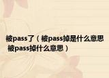 被pass了（被pass掉是什么意思 被pass掉什么意思）