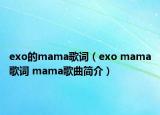 exo的mama歌詞（exo mama歌詞 mama歌曲簡介）