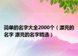 簡單的名字大全2000個（漂亮的名字 漂亮的名字精選）