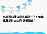 兔死狐悲什么意思解釋一下（兔死狐悲是什么生肖 謎語(yǔ)簡(jiǎn)介）