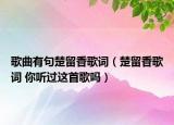 歌曲有句楚留香歌詞（楚留香歌詞 你聽(tīng)過(guò)這首歌嗎）