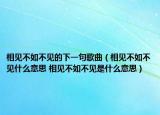 相見不如不見的下一句歌曲（相見不如不見什么意思 相見不如不見是什么意思）