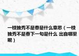 一枝獨秀不是春是什么意思（一枝獨秀不是春下一句是什么 出自哪里呢）