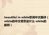 beautiful in white歌詞中文翻譯（white的中文意思是什么 white的解釋）