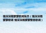 情深深雨蒙蒙歌詞張杰（情深深雨蒙蒙歌詞 情深深雨蒙蒙整首歌詞）