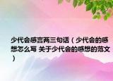 少代會(huì)感言?xún)扇湓?huà)（少代會(huì)的感想怎么寫(xiě) 關(guān)于少代會(huì)的感想的范文）