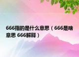 666指的是什么意思（666是啥意思 666解釋）