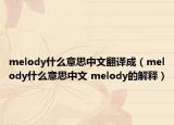 melody什么意思中文翻譯成（melody什么意思中文 melody的解釋）