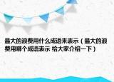 最大的浪費(fèi)用什么成語(yǔ)來(lái)表示（最大的浪費(fèi)用哪個(gè)成語(yǔ)表示 給大家介紹一下）