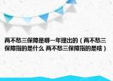 兩不愁三保障是哪一年提出的（兩不愁三保障指的是什么 兩不愁三保障指的是啥）