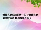 諸葛亮哭周瑜的后一句（諸葛亮哭周瑜歇后語 具體故事介紹）