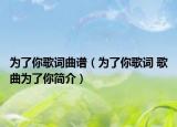 為了你歌詞曲譜（為了你歌詞 歌曲為了你簡(jiǎn)介）