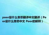 poor是什么意思翻譯中文翻譯（Poor是什么意思中文 Poor的解釋）