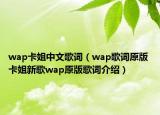 wap卡姐中文歌詞（wap歌詞原版 卡姐新歌wap原版歌詞介紹）