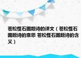 蒼松怪石圖題詩的譯文（蒼松怪石圖題詩的意思 蒼松怪石圖題詩的含義）