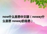 now什么意思中文翻（noway什么意思 noway的意思）