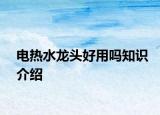 電熱水龍頭好用嗎知識介紹