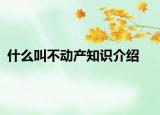 什么叫不動產(chǎn)知識介紹